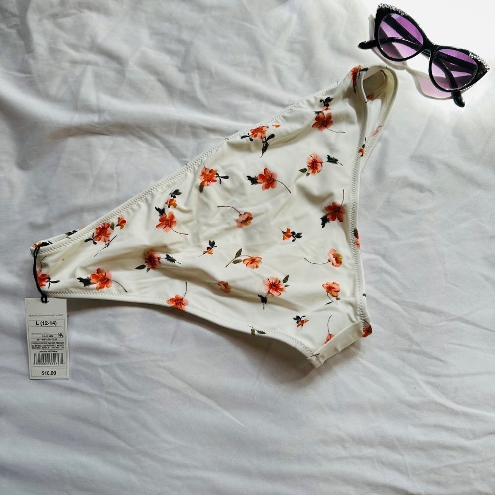 Shade & Shore Off White Floral Flowers Swimsuit Bottoms Only Bikini Bottoms Size - Picture 7 of 7